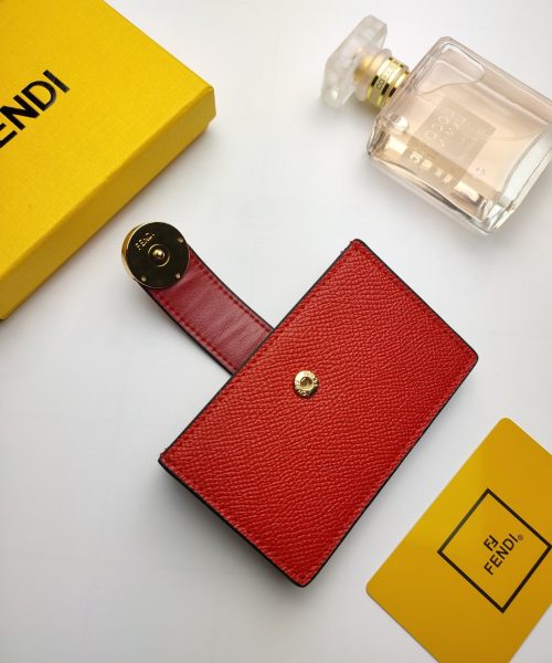 1:1 Replica Fendi Card Holder Red With Red Gusseted Card Holder For Women 4in/10cm FF