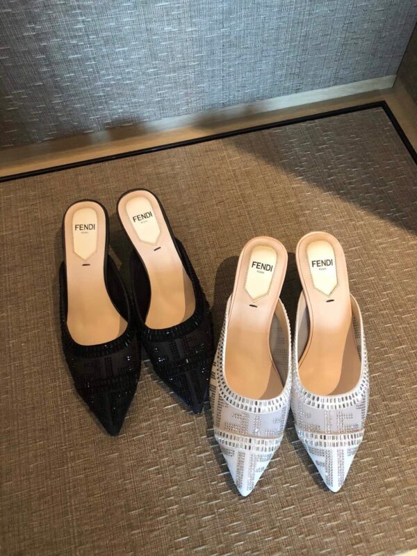 Fendi Colibri Crystal FF Sabot Mules 55mm Spring/Summer Collection Black