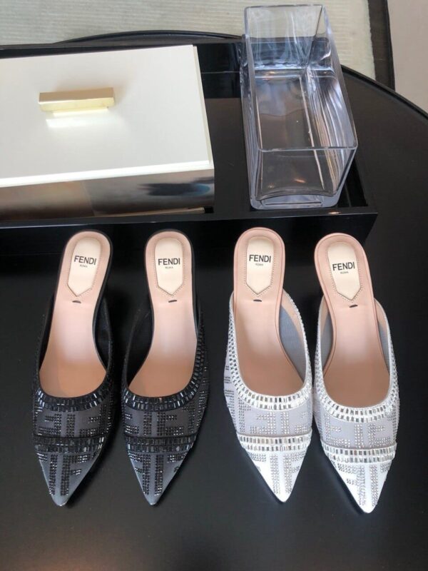 Fendi Colibri Crystal FF Sabot Mules 55mm Spring/Summer Collection Black