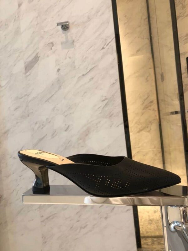Fendi Colibri Perforated FF Sabot Mules 55mm Spring/Summer 2020 Collection, Black