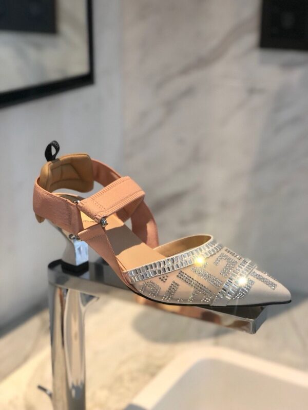 Fendi Colibri Runway Crystal FF Slingback Pumps 55mm Spring/Summer Collection White