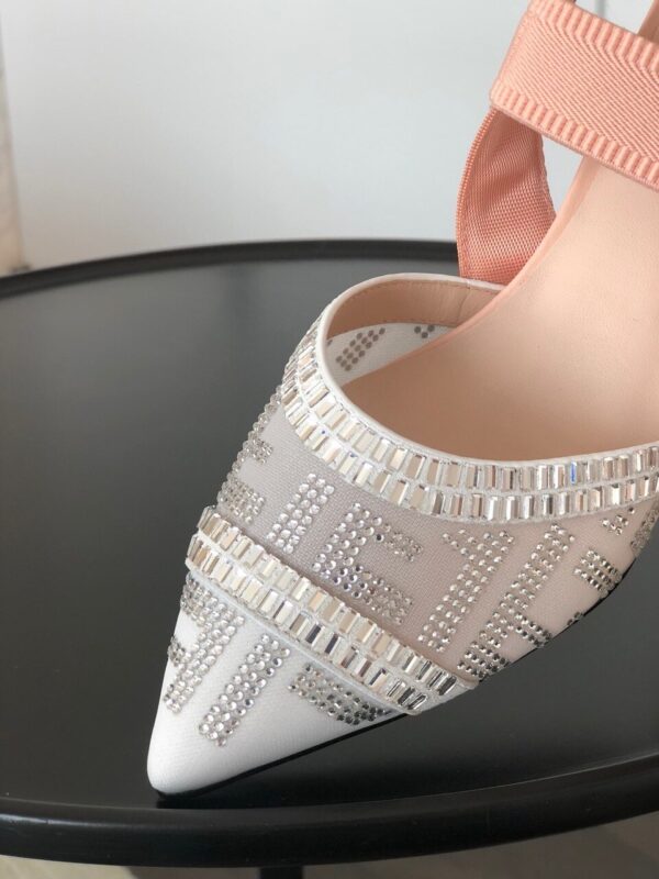 Fendi Colibri Runway Crystal FF Slingback Pumps 55mm Spring/Summer Collection White