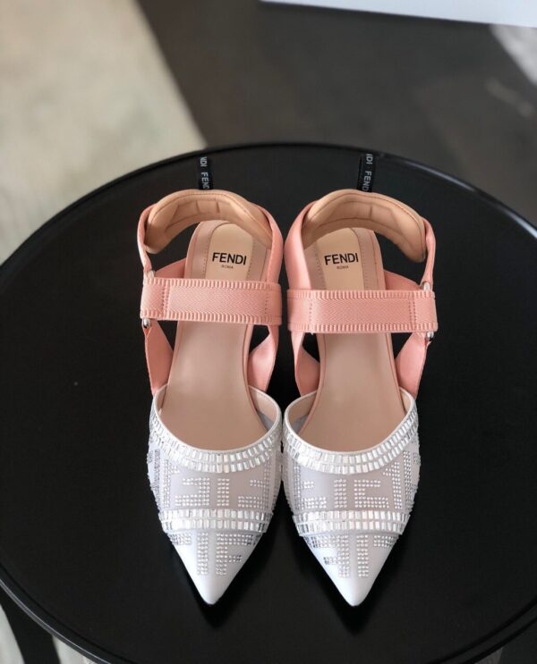Fendi Colibri Runway Crystal FF Slingback Pumps 55mm Spring/Summer Collection White