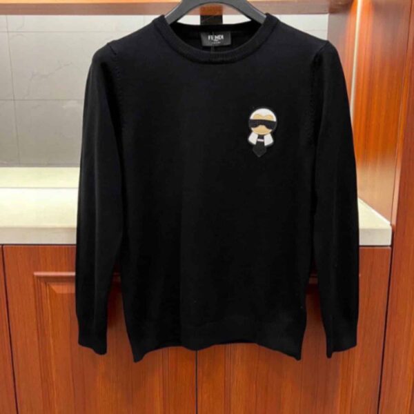 Fendi Cotton Crewneck Sweatshirt Black For Men