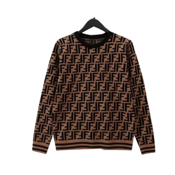Fendi Cotton Pullover Jumper Brown For Men