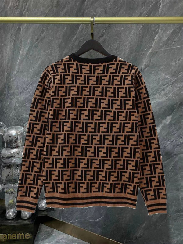 Fendi Cotton Pullover Jumper Brown For Men