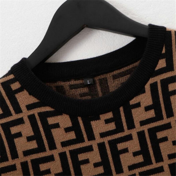 Fendi Cotton Pullover Jumper Brown For Men