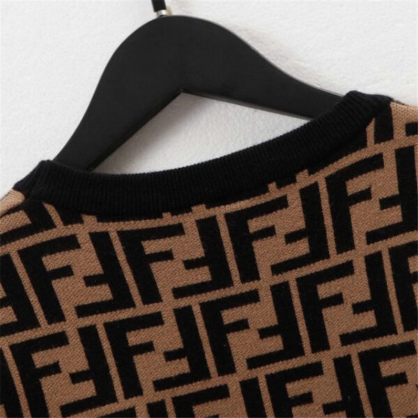 Fendi Cotton Pullover Jumper Brown For Men