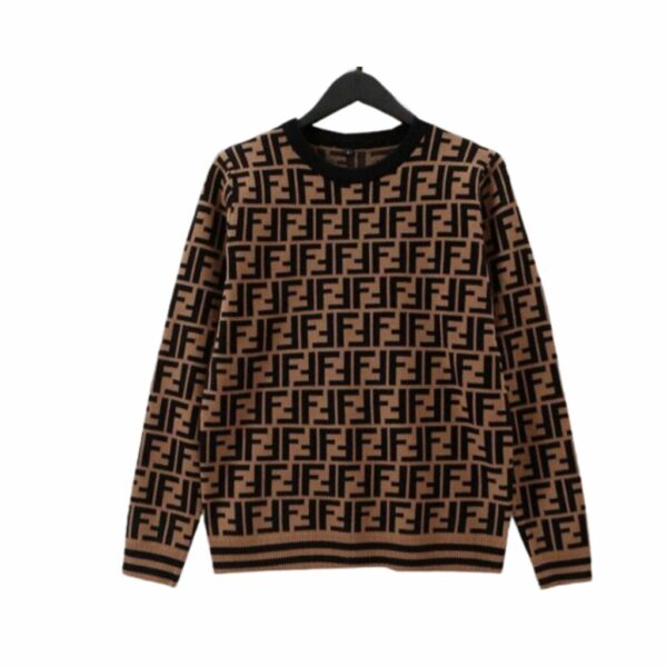 Fendi Cotton Pullover Jumper Brown For Men