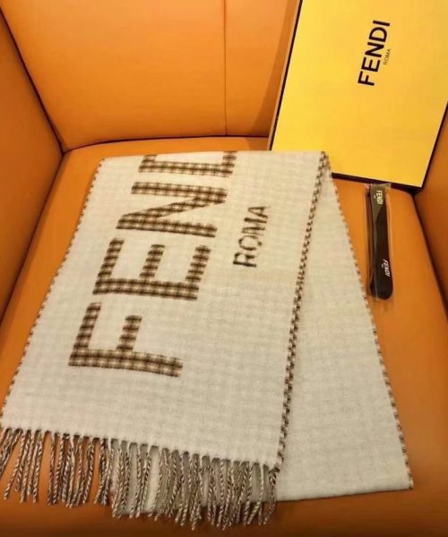 Fendi Cream Wool and Cashmere Scarf 180cm/71in FXT334AHR1F0QF7 