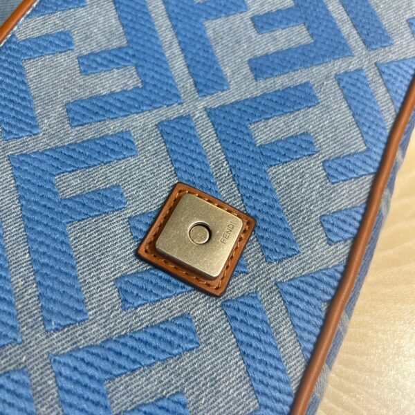 1:1 Replica Fendi Denim Bag With FF Embroidery Blue For Women 26cm / 10.2in