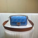 1:1 Replica Fendi Denim Bag With FF Embroidery Blue For Women 26cm / 10.2in