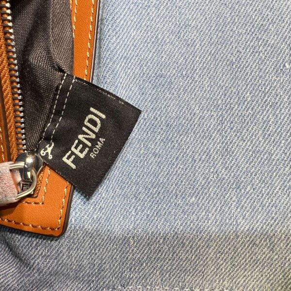 1:1 Replica Fendi Denim Bag With FF Embroidery Blue For Women 26cm / 10.2in