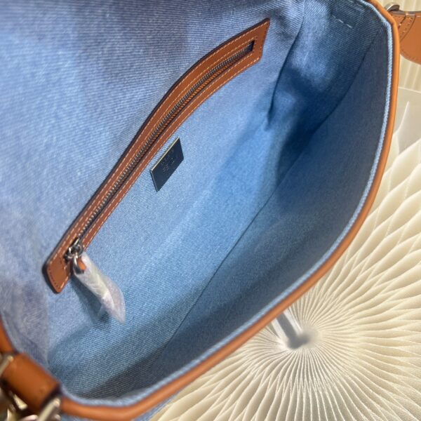1:1 Replica Fendi Denim Bag With FF Embroidery Blue For Women 26cm / 10.2in