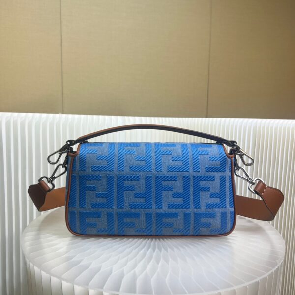 1:1 Replica Fendi Denim Bag With FF Embroidery Blue For Women 26cm / 10.2in