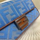 1:1 Replica Fendi Denim Bag With FF Embroidery Blue For Women 26cm / 10.2in