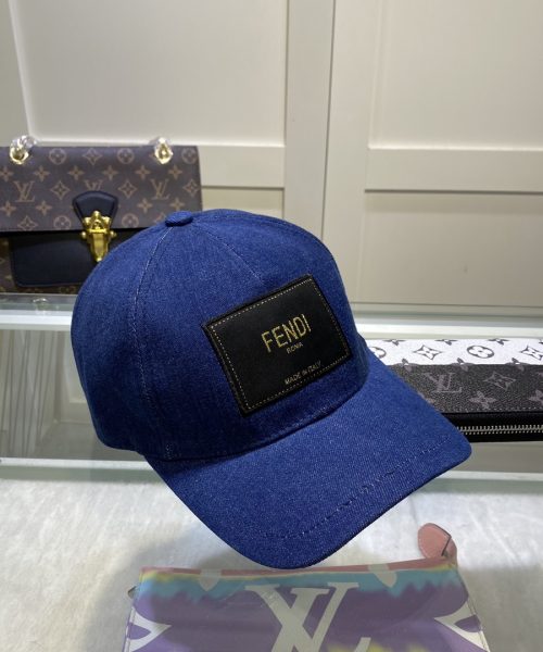 Fendi Denim Baseball Cap Blue Fendi Cap