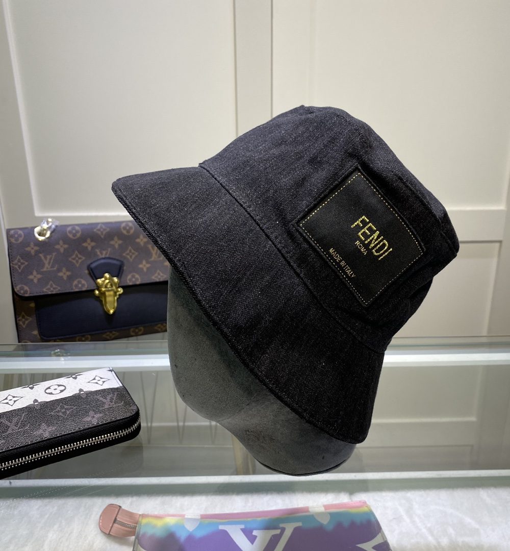 Fendi Denim Bucket Hat Black Fendi Hat