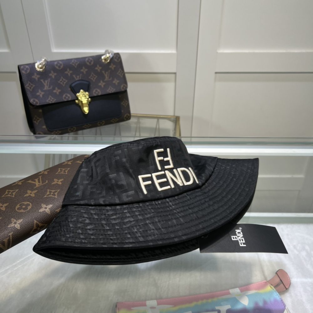 Fendi Denim Bucket Hat Black Fendi Hat - Image 2