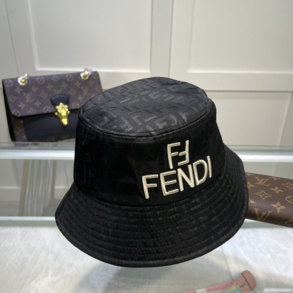 Fendi Denim Bucket Hat Black Fendi Hat - Image 4