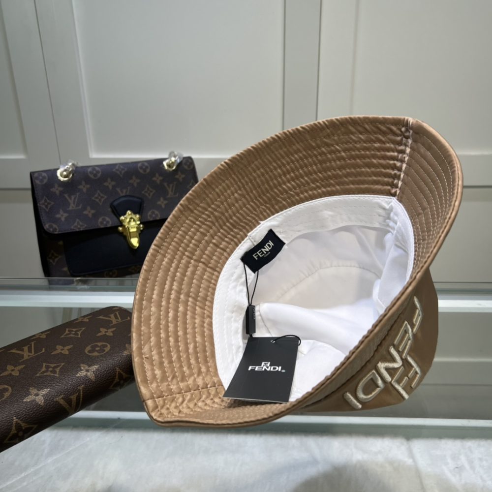 Fendi Denim Bucket Hat Brown Fendi Hat - Image 4