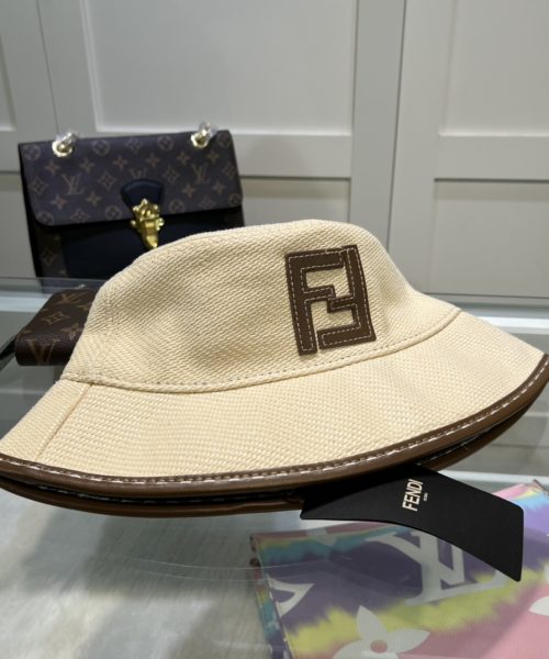 Fendi Denim Bucket Hat Cream Fendi Hat