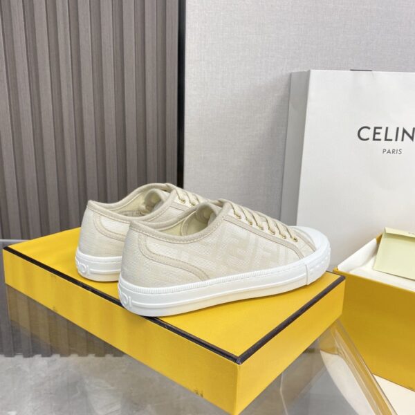 Fendi Domino Fabric Sneakers Beige For Women