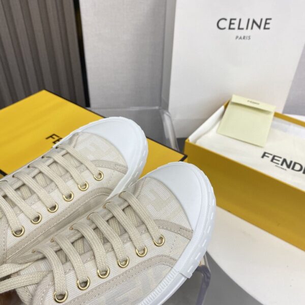 Fendi Domino Fabric Sneakers Beige For Women