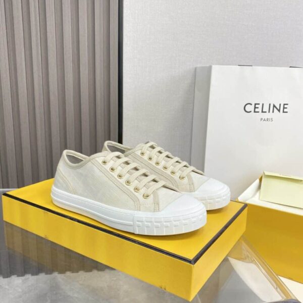 Fendi Domino Fabric Sneakers Beige For Women