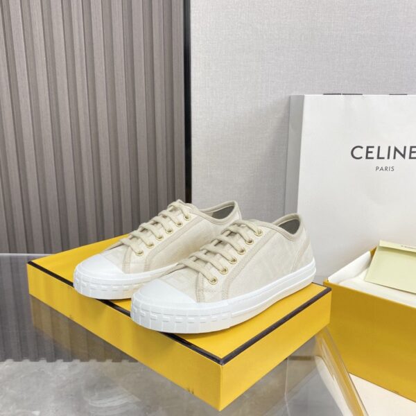 Fendi Domino Fabric Sneakers Beige For Women