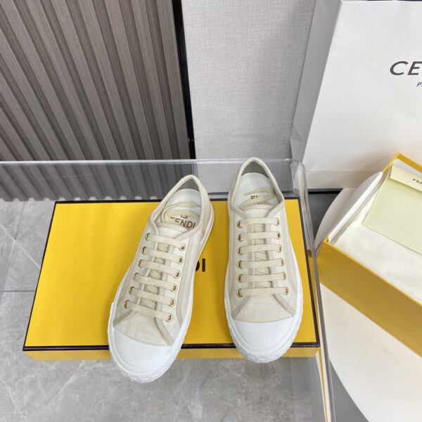 Fendi Domino Fabric Sneakers Beige For Women
