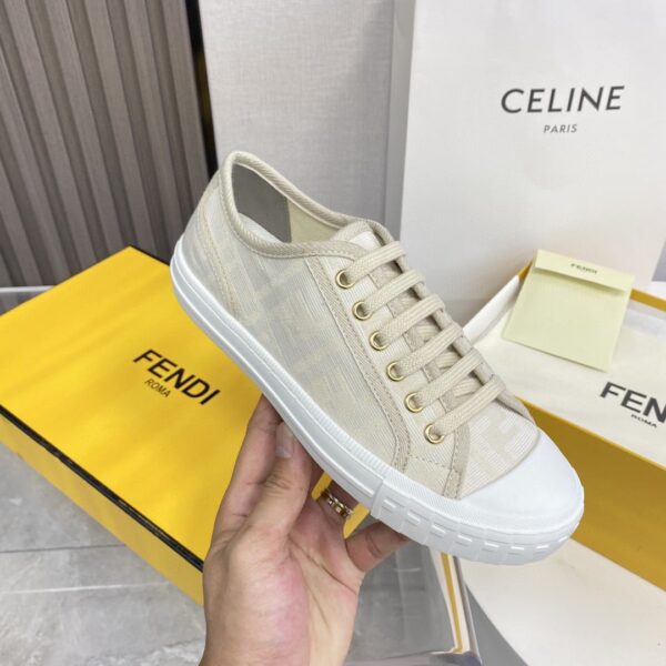 Fendi Domino Fabric Sneakers Beige For Women