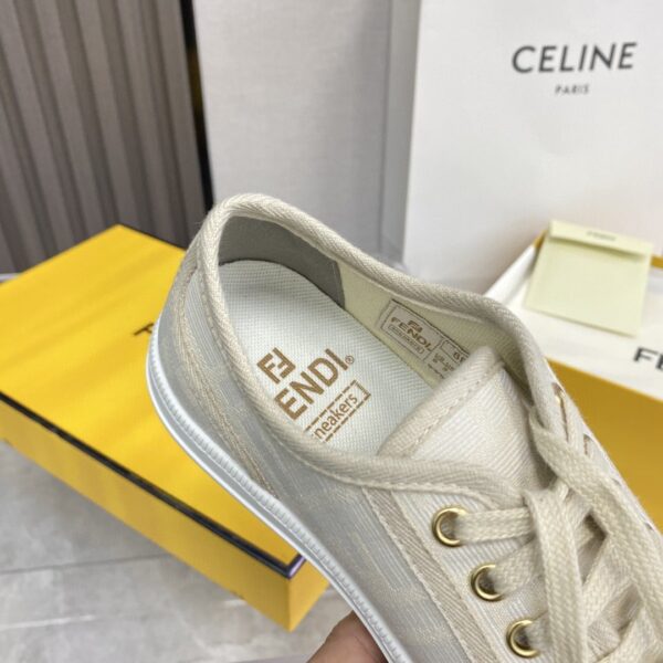 Fendi Domino Fabric Sneakers Beige For Women