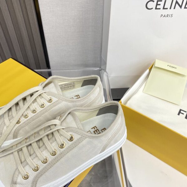 Fendi Domino Fabric Sneakers Beige For Women