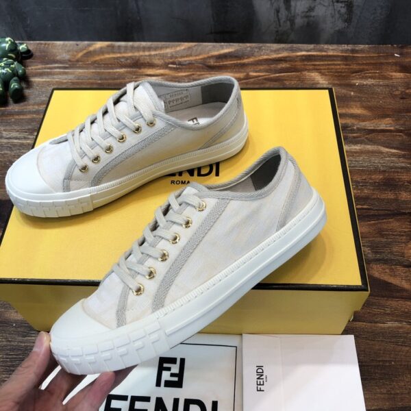 Fendi Domino Fabric Sneakers Grey For Women