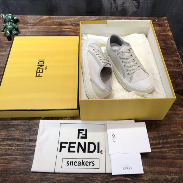 Fendi Domino Fabric Sneakers Grey For Women