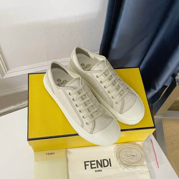 Fendi Domino White FF Fabric Low-Tops For Women 8E8325AJZXF1GQF