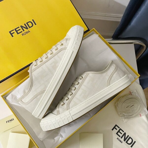 Fendi Domino White FF Fabric Low-Tops For Women 8E8325AJZXF1GQF