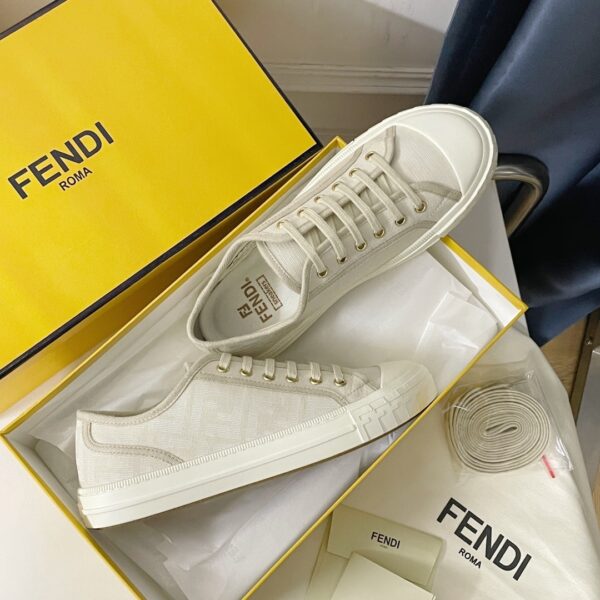 Fendi Domino White FF Fabric Low-Tops For Women 8E8325AJZXF1GQF