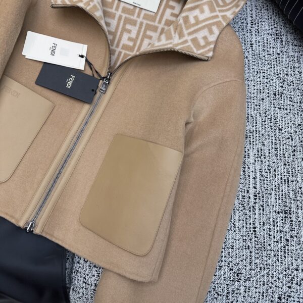 Fendi Double Zipper Jacket Brown For Women
