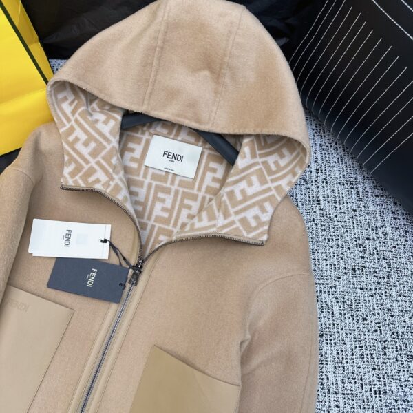 Fendi Double Zipper Jacket Brown For Women