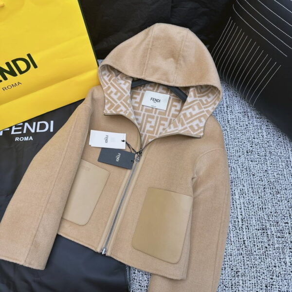 Fendi Double Zipper Jacket Brown For Women