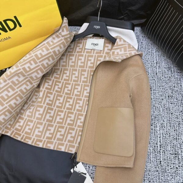 Fendi Double Zipper Jacket Brown For Women