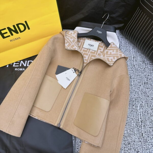 Fendi Double Zipper Jacket Brown For Women