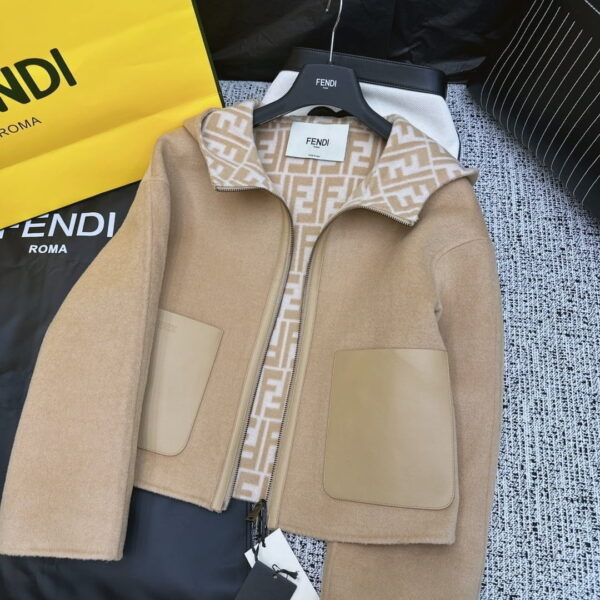 Fendi Double Zipper Jacket Brown For Women