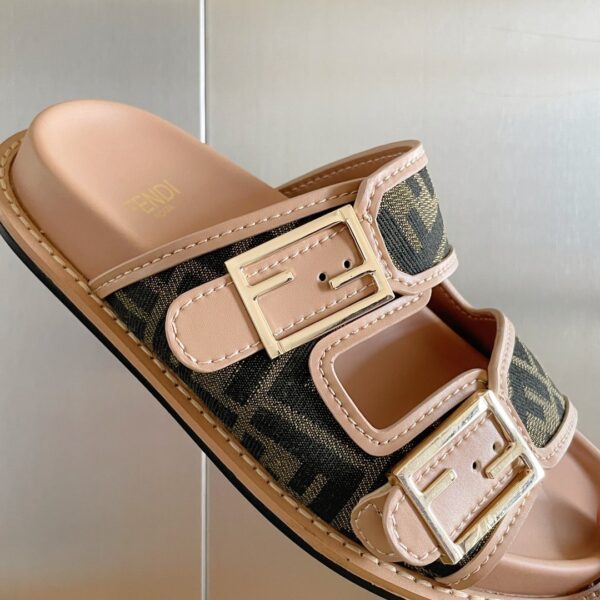 Fendi Feel Brown FF Fabric Slides For Women 8X8326AEGVF1HHG