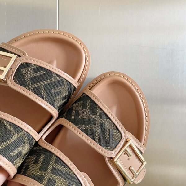 Fendi Feel Brown FF Fabric Slides For Women 8X8326AEGVF1HHG