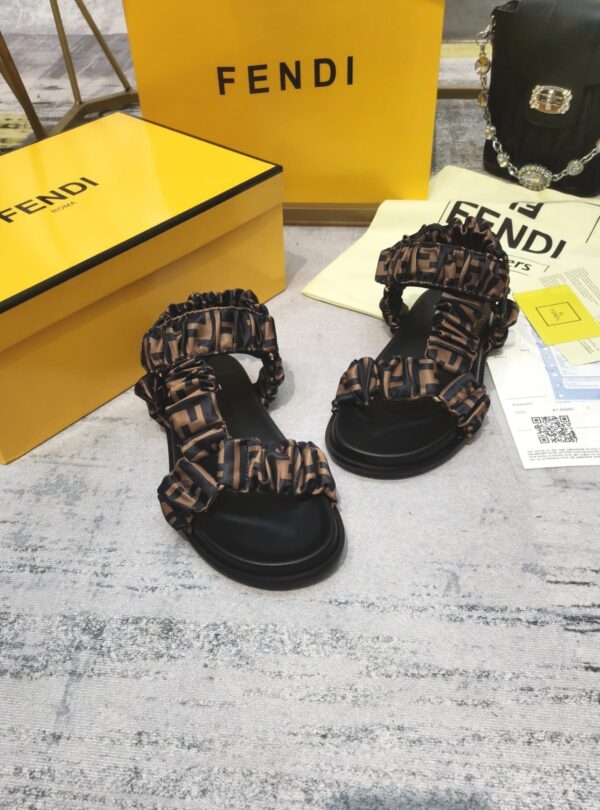 Fendi Feel Brown Satin Sandals For Women 8X8291AE7SF0R7V