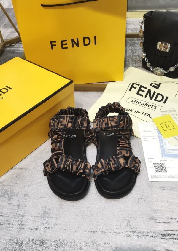 Fendi Feel Brown Satin Sandals For Women 8X8291AE7SF0R7V
