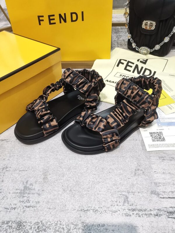 Fendi Feel Brown Satin Sandals For Women 8X8291AE7SF0R7V